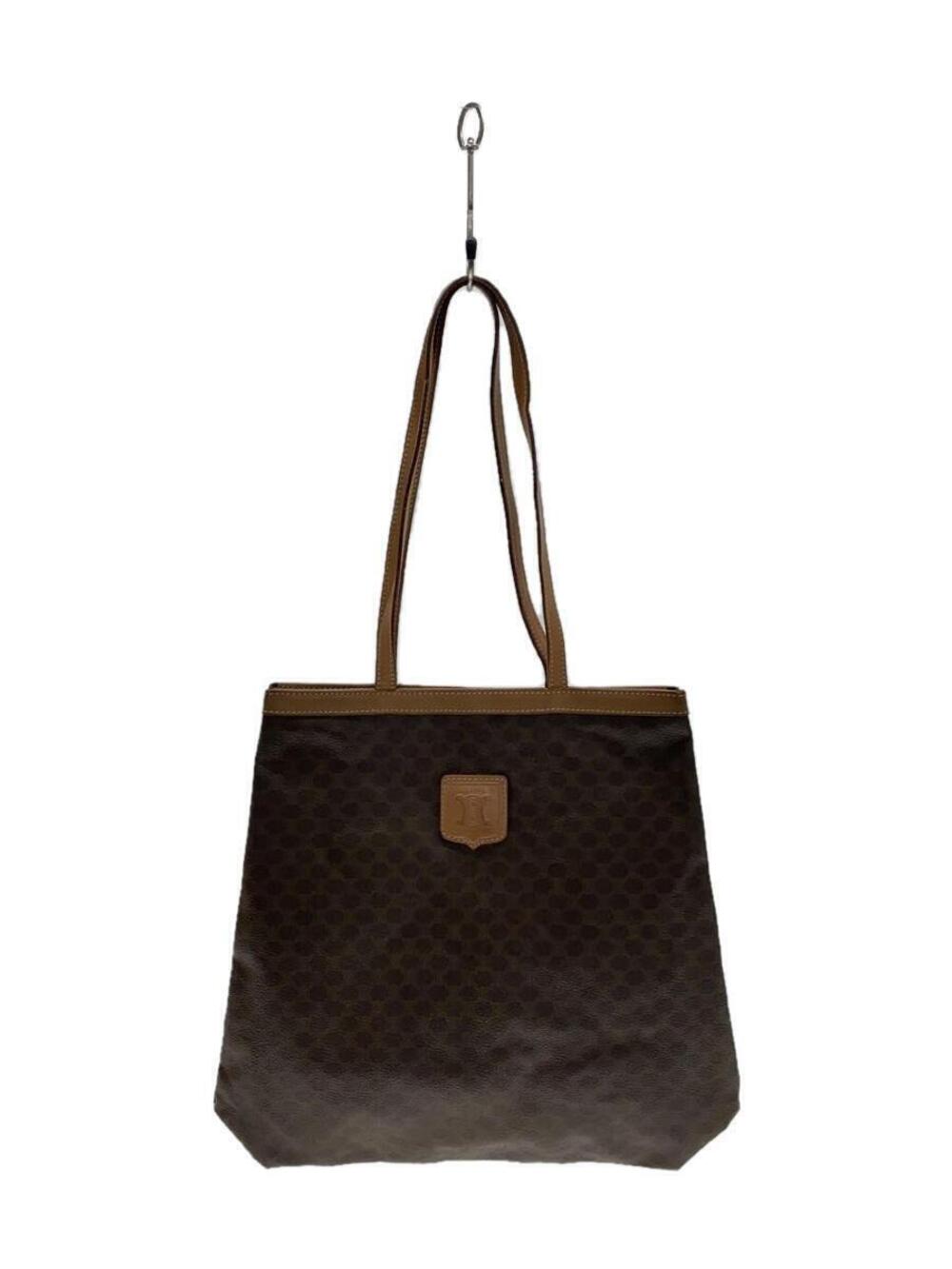 Celine tote bag brown Macadam canvas monogram leather
